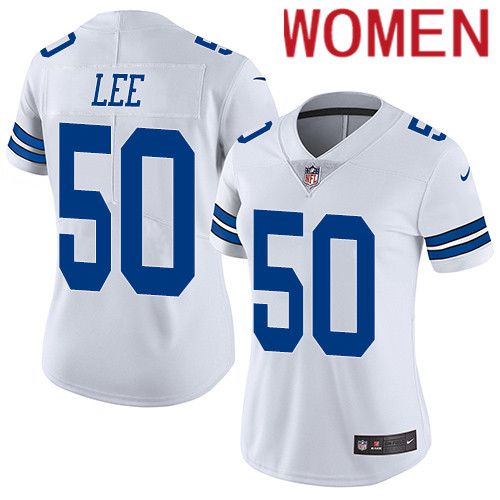 Women Dallas Cowboys 50 Sean Lee Nike White Rush Vapor Limited NFL Jersey
